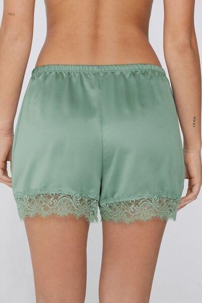Green Satin And Lace Shorts, 5701_321Y, large image number 2