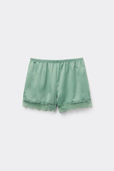 Green Satin And Lace Shorts, 5701_321Y, large image number 4