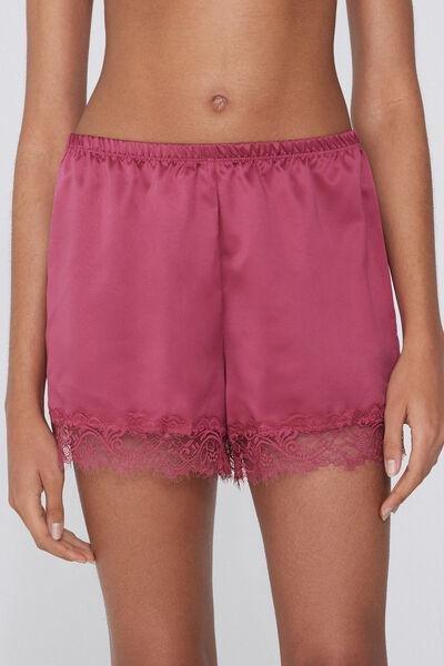 Pink Satin And Lace Shorts, , medium