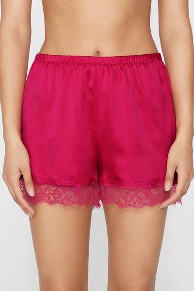 Pink Lace Frill Satin Shorts, 5701_472Z, large image number 1
