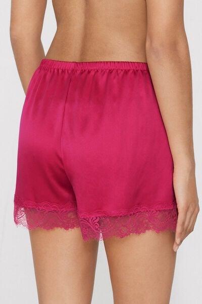 Pink Lace Frill Satin Shorts, 5701_472Z, medium