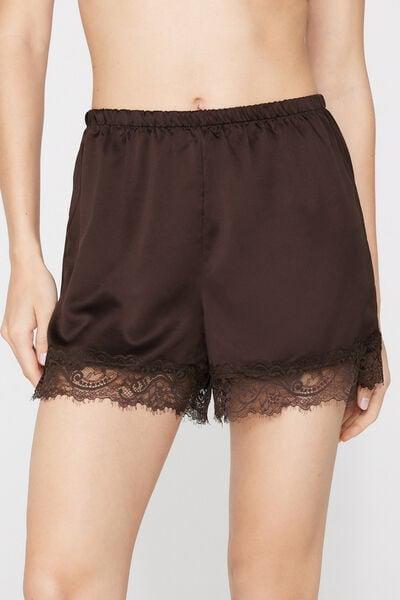 Brown Eyelash Lace Frill Shorts, 5701_495Z, medium