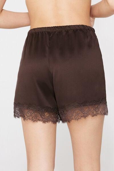 Brown Eyelash Lace Frill Shorts, 5701_495Z, medium