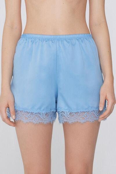 Blue Satin And Lace Shorts, , large image number 0