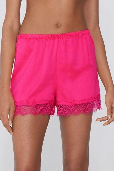 Pink Satin And Lace Shorts, , medium