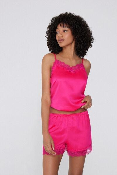 Pink Satin And Lace Shorts, 5701_545Y, medium