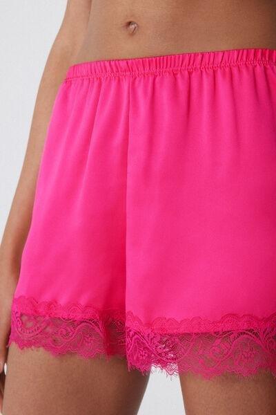 Pink Satin And Lace Shorts, 5701_545Y, large image number 3