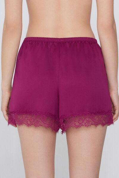 Burgundy Satin And Lace Shorts, , large image number 2