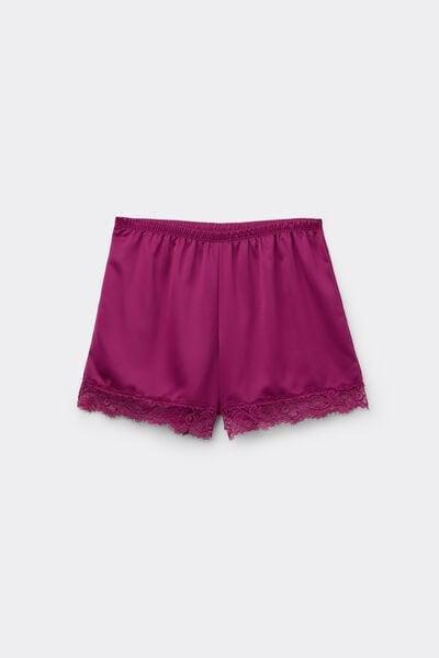 Burgundy Satin And Lace Shorts, , large image number 4