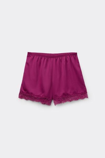 Burgundy Satin And Lace Shorts, , large image number 4