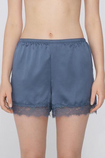 Blue Satin And Lace Shorts, , large image number 0