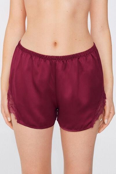 Red Satin And Lace Shorts, , large image number 0