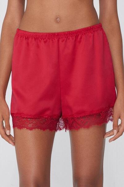 Red Satin And Lace Shorts, , medium