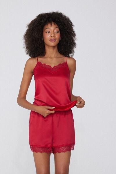 Red Satin And Lace Shorts, 5701_873V, large image number 5