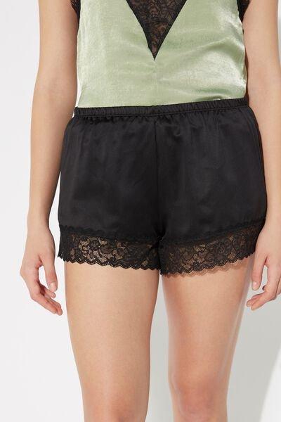Tezenis - Black Lace And Satin Shorts