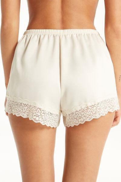 Tezenis - Cream Lace And Satin Shorts