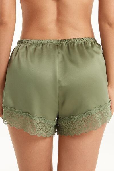 Green Lace And Satin Shorts, 5701_690V, large image number 2