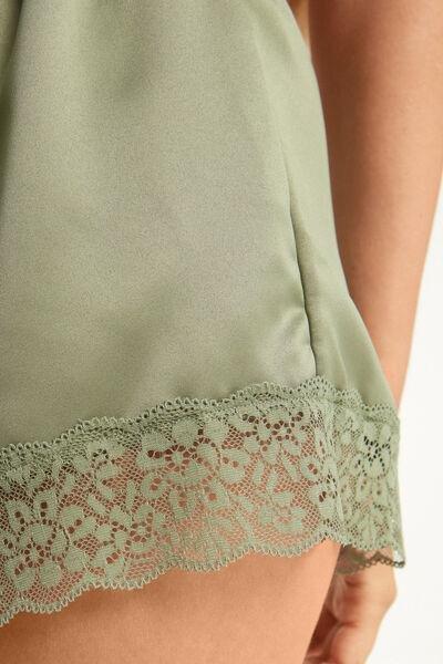 Green Lace And Satin Shorts, 5701_690V, large image number 5