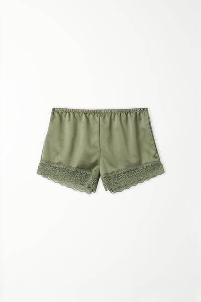 Green Lace And Satin Shorts, 5701_690V, large image number 6