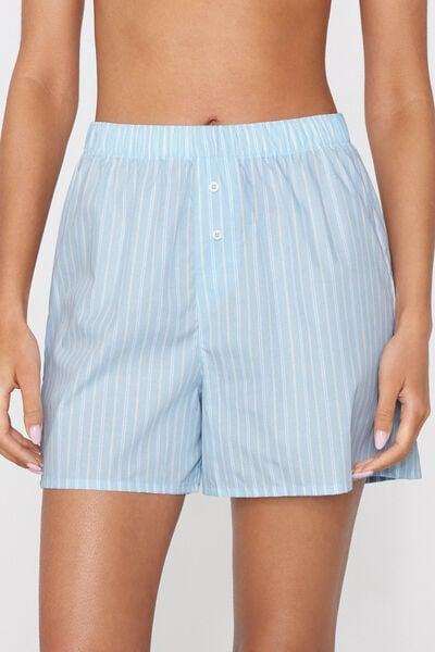 Blue Elastic Waist Cotton Canvas Shorts, 5701_311Z, large image number 1