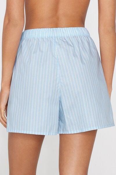 Blue Elastic Waist Cotton Canvas Shorts, 5701_311Z, large image number 2
