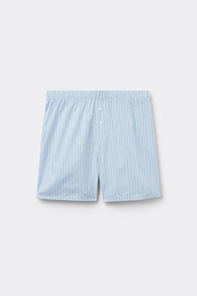 Blue Elastic Waist Cotton Canvas Shorts, 5701_311Z, large image number 4