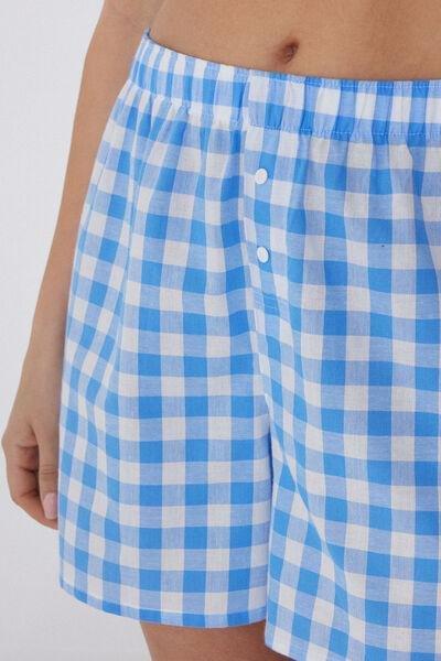 Blue Printed Canvas Shorts, , large image number 3