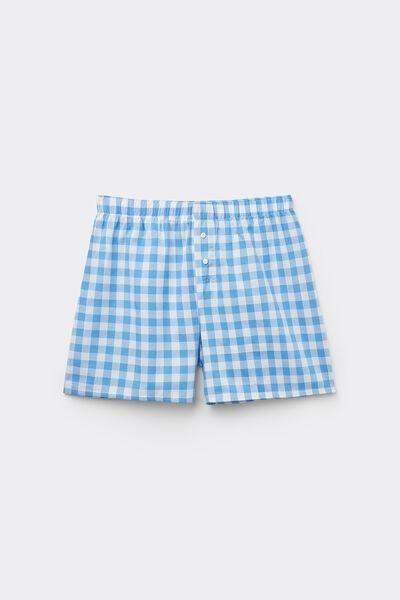 Blue Printed Canvas Shorts, , large image number 4