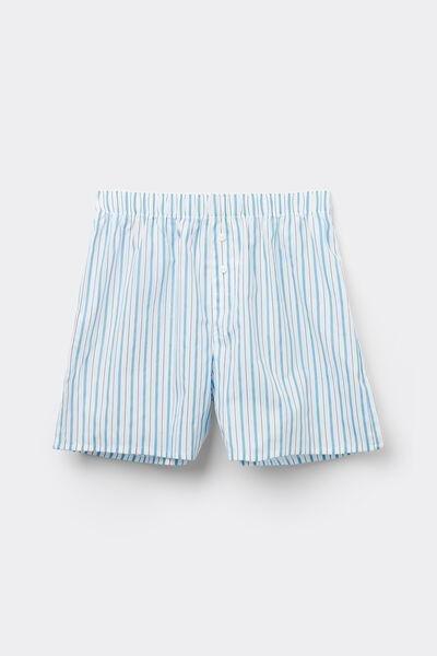 Blue Printed Canvas Shorts, 5701_596W, large image number 4