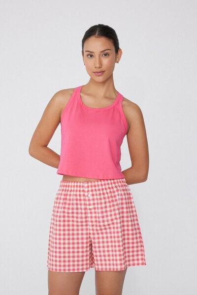 Pink Printed Canvas Shorts, 5701_603W, large image number 0