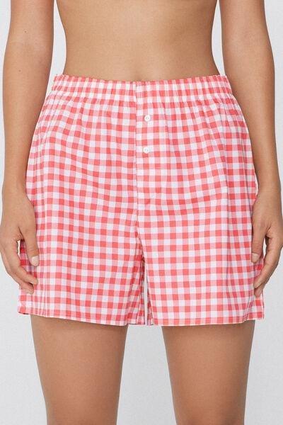 Pink Printed Canvas Shorts, 5701_603W, large image number 1