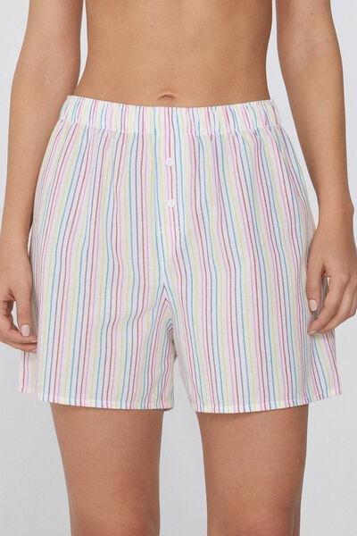 Multicoloured Striped Canvas Shorts, , large image number 0