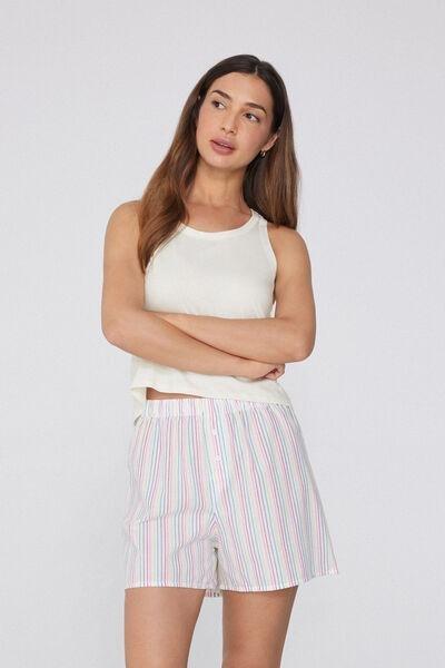 Multicoloured Striped Canvas Shorts, , large image number 1