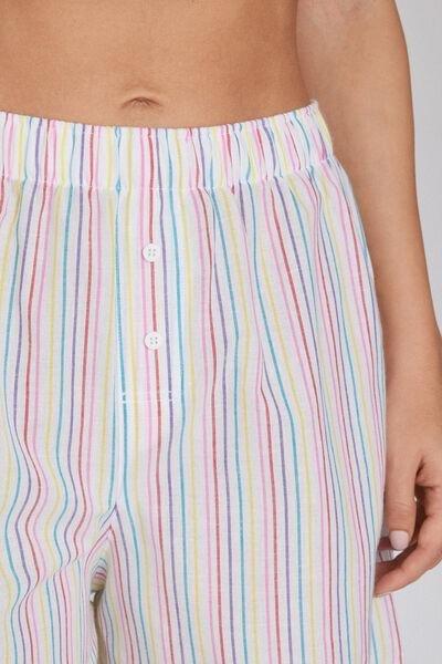 Multicoloured Striped Canvas Shorts, , large image number 3