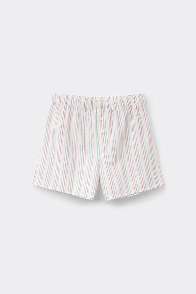 Multicoloured Striped Canvas Shorts, , large image number 4