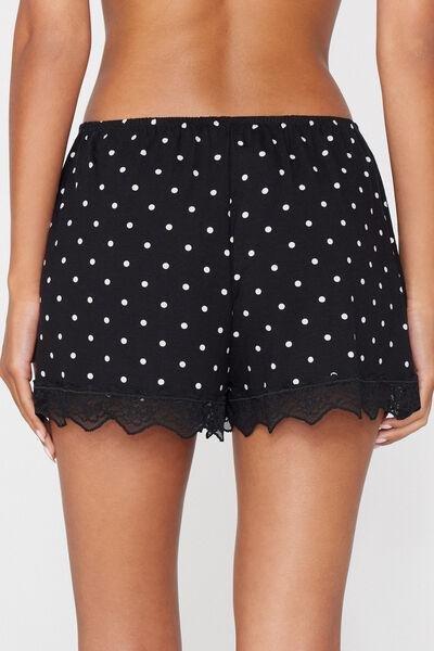 BLACK Printed Viscose and Lace Shorts, 5701_539Z, large image number 2