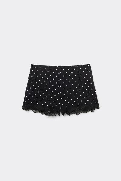 BLACK Printed Viscose and Lace Shorts, 5701_539Z, large image number 4