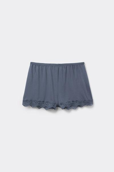 Blue Viscose And Recycled Lace Shorts, 5701_213Z, large image number 0