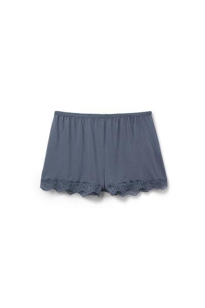 Blue Viscose And Recycled Lace Shorts, 5701_213Z, large image number 1