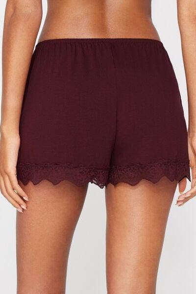 Brown Viscose And Recycled Lace Shorts, 5701_581Z, large image number 2