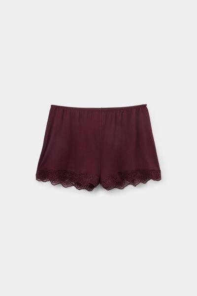 Brown Viscose And Recycled Lace Shorts, 5701_581Z, large image number 4