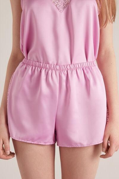 Pink Satin And Lace Shorts, , large image number 0