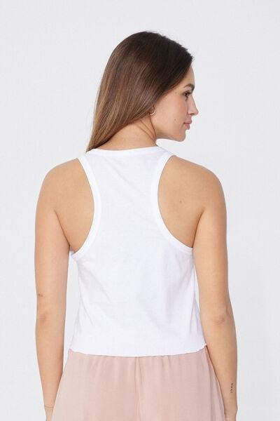White Printed Cropped Top, 5701_858W, large image number 1