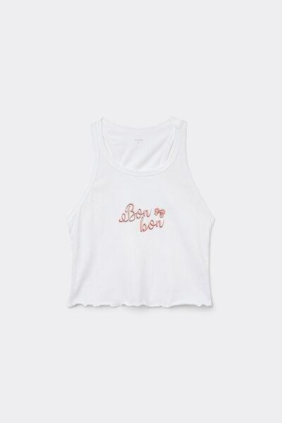 White Printed Cropped Top, 5701_858W, large image number 3