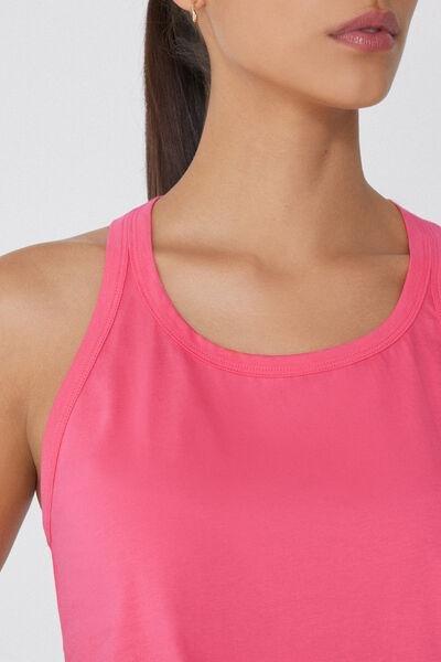 Pink Short Wide Straps Top, 5701_594W, large image number 2