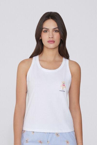 White Teddy Bear Print Camisole, , large image number 0