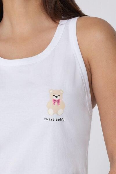 White Teddy Bear Print Camisole, 5701_715Y, medium