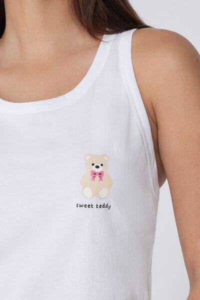 White Teddy Bear Print Camisole, , large image number 3