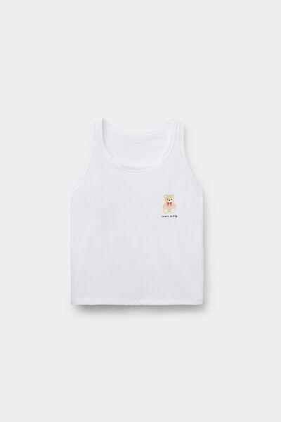 White Teddy Bear Print Camisole, , large image number 4