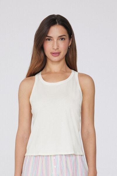 White Wide Shoulder Straps Camisole, Milk White, medium
